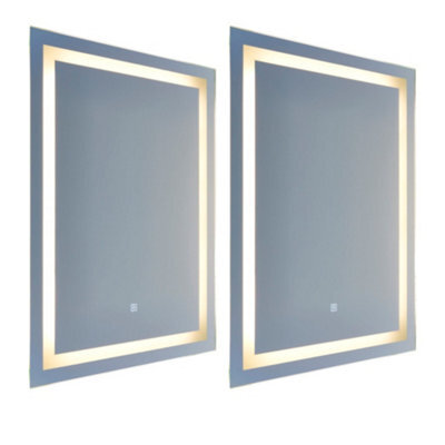 First Choice Lighting Set Of 2 Stewart - Led Bathroom Mirrors 80 X 60Cm Touch Operated - image 1
