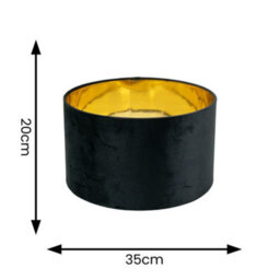 Valuelights Reni Black Velvet & Gold Inner Drum Ceiling Lamp Shade (D)35Cm - thumbnail 8