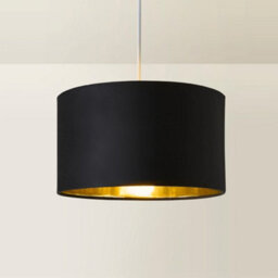 Valuelights Reni Black Velvet & Gold Inner Drum Ceiling Lamp Shade (D)35Cm - thumbnail 6