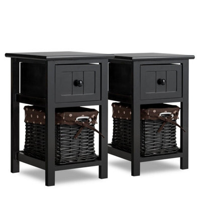 Gainoom Set Of 2 Chest Of Drawers Side Table Beside Table Nightstand W/ Removeable Baskets - image 1