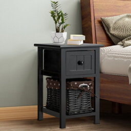 Gainoom Set Of 2 Chest Of Drawers Side Table Beside Table Nightstand W/ Removeable Baskets - thumbnail 3