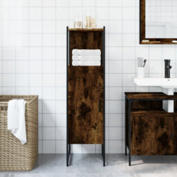 Berkfield Bathroom Cabinet Smoked Oak 33X33X120.5 Cm Engineered Wood - thumbnail 3