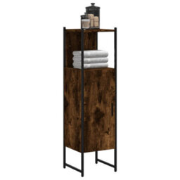 Berkfield Bathroom Cabinet Smoked Oak 33X33X120.5 Cm Engineered Wood - thumbnail 1