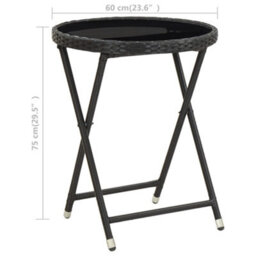 Berkfield Tea Table Black 60 Cm Poly Rattan And Tempered Glass - thumbnail 6