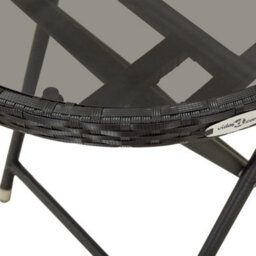 Berkfield Tea Table Black 60 Cm Poly Rattan And Tempered Glass - thumbnail 5