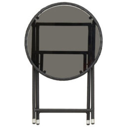 Berkfield Tea Table Black 60 Cm Poly Rattan And Tempered Glass - thumbnail 4