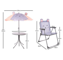 Relsy Kids Outdoor Bistro Patio Set Mouse Design: Table, 2X Chairs, Parasol - Garden Furniture For Children - thumbnail 4