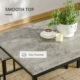Homcom Dining Table Set, Concrete Effect Table And Chairs For 4 People, Grey - thumbnail 6