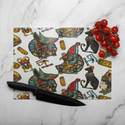 Benjamin Tate Design Queen Cleopatra History Glass Chopping Boarddesigner Style - thumbnail 3