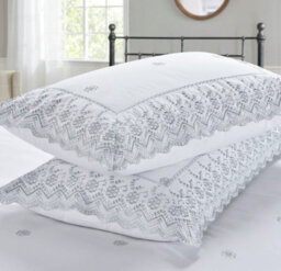 Rapport Home Gabrielle Embroidered Floral Duvet Cover Set With Pillowcases Included (White) - thumbnail 3