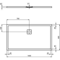 Ideal-Standard Ideal Standard Ultra Flat Evo Rectangle 35mm Shower Tray In Silk White With Waste 1400 X 800mm - thumbnail 4