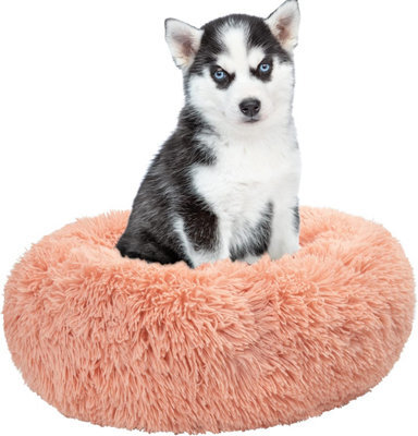 Fur & Bone 50 Cm Washable Plush Donut Dog Bed With Waterproof Non-Slip Base - Pink - image 1