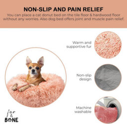 Fur & Bone 50 Cm Washable Plush Donut Dog Bed With Waterproof Non-Slip Base - Pink - thumbnail 3