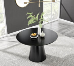 Furniturebox Uk Palma Black Semi Gloss Round Dining Table & 4 Black Lorenzo Chairs - thumbnail 4
