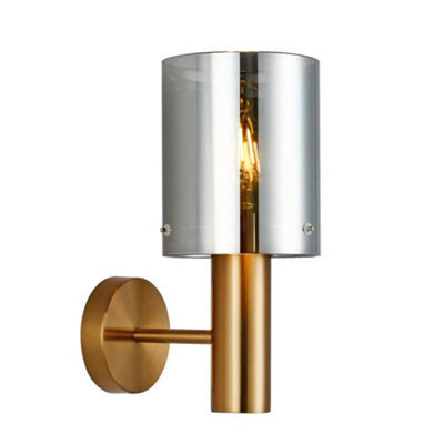 Luminosa Lighting Luminosa Modern Wall Lamp Brass 1 Light With Smoky Shade, E27