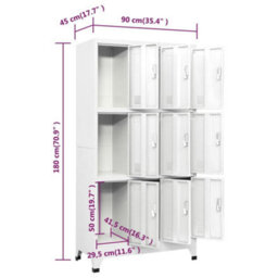 Vidaxl Locker Cabinet With 9 Compartments Steel 90X45X180 Cm Grey - thumbnail 8