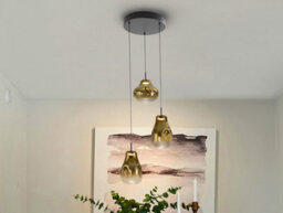Luminosa Lighting Luminosa Aledis Cluster Pendant Ceiling 3 Light Black, Gold Led 3000K - Uk Stock
