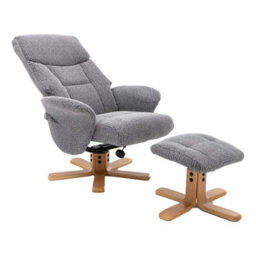 Morris Living The Giza - Fabric Swivel Recliner Chair & Matching Footstool In Lake Blue - thumbnail 4