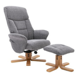 Morris Living The Giza - Fabric Swivel Recliner Chair & Matching Footstool In Lake Blue