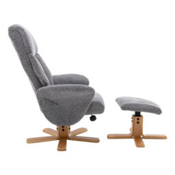 Morris Living The Giza - Fabric Swivel Recliner Chair & Matching Footstool In Lake Blue - thumbnail 6