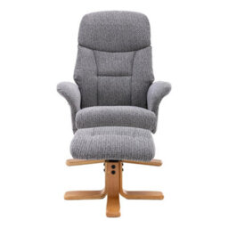 Morris Living The Giza - Fabric Swivel Recliner Chair & Matching Footstool In Lake Blue - thumbnail 3