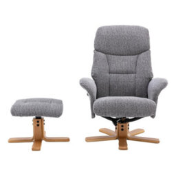 Morris Living The Giza - Fabric Swivel Recliner Chair & Matching Footstool In Lake Blue - thumbnail 2