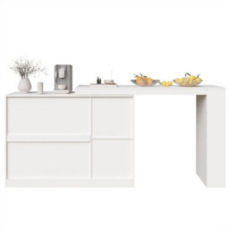 Abrihome Modern 360 Degree Rotating Bar Cabinet With Glass Door Storage, Main Body 120 X 40 X 97 Cm, White - thumbnail 7