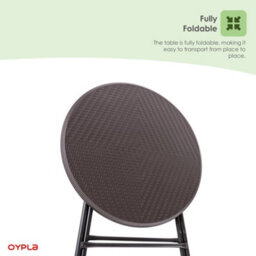 Oypla 80Cm Round Folding Heavy Duty Outdoor Rattan Patio Garden Bistro Table - thumbnail 6