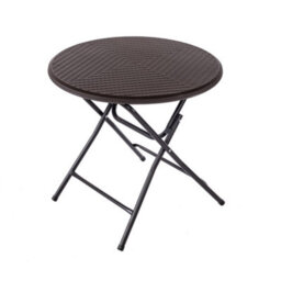 Oypla 80Cm Round Folding Heavy Duty Outdoor Rattan Patio Garden Bistro Table - thumbnail 2