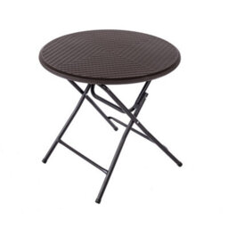 Oypla 80Cm Round Folding Heavy Duty Outdoor Rattan Patio Garden Bistro Table - thumbnail 1