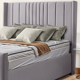UKBEDFURNITURE Balmoral Wingback Silver Plush Valvet Upholstered Bed Frame Only- Blackboard - 48 Inch Headboard - thumbnail 2
