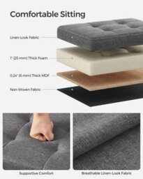 Songmics Multifunctional Ottoman, Cushioned Foldable Storage Bench With Lid, For Living Room, Hallway, Bedroom, Dark Grey - thumbnail 3