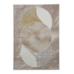 Beige Gold Geometric 8mm Thick Stain-Resistant Rug For Bedroom, Dining Room, Easy To Clean Modern Rug-160Cm X 230Cm - thumbnail 9