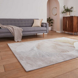 Beige Gold Geometric 8mm Thick Stain-Resistant Rug For Bedroom, Dining Room, Easy To Clean Modern Rug-160Cm X 230Cm - thumbnail 2