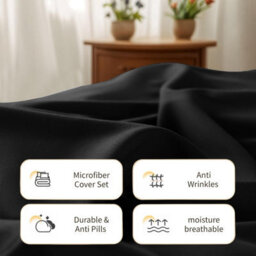 Aspire Homeware Black Duvet Cover Set, Soft Microfiber & Reversible, King (L)220Cm X (W)230Cm - thumbnail 3