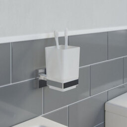 Affine Toothbrush Holder Wall Mount Tumbler Round Modern Chrome Bathroom Accessory - thumbnail 2