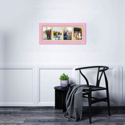 AK Frames 50X20Cm Pastel Pink Classic Multi Photo Frame With Ivory Mount - Holds 4 Apertures (4X) 6X4 Photos - thumbnail 3