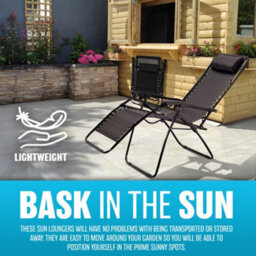Set Of 2 Reclining Sun Lounger Outdoor Garden Beach Patio Summer Gravity Chair Foldable Loungers Chairs Sun Bed Bathing Relax - thumbnail 4