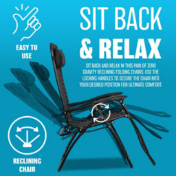 Set Of 2 Reclining Sun Lounger Outdoor Garden Beach Patio Summer Gravity Chair Foldable Loungers Chairs Sun Bed Bathing Relax - thumbnail 6