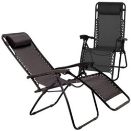 Set Of 2 Reclining Sun Lounger Outdoor Garden Beach Patio Summer Gravity Chair Foldable Loungers Chairs Sun Bed Bathing Relax - thumbnail 1