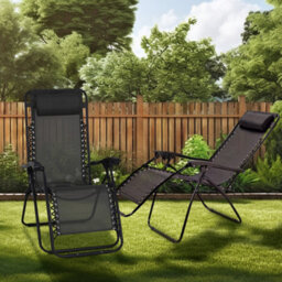 Set Of 2 Reclining Sun Lounger Outdoor Garden Beach Patio Summer Gravity Chair Foldable Loungers Chairs Sun Bed Bathing Relax - thumbnail 2