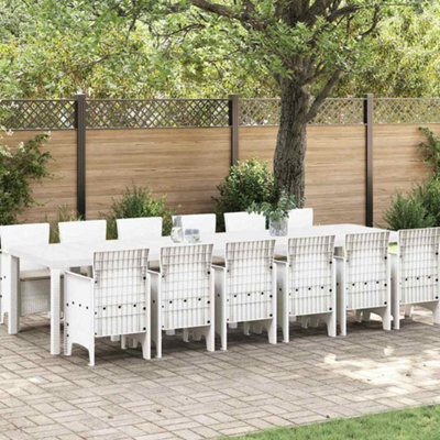 Berkfield Garden Dining Set 13 Pcs White Polt Rattan - image 1