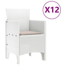Berkfield Garden Dining Set 13 Pcs White Polt Rattan - thumbnail 5