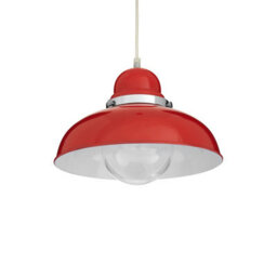 Orsina Red Finish Pendant Light With Chrome Detail, Metal Hanging Lamp, Modern Ceiling Fixture With Chrome Ring - thumbnail 4