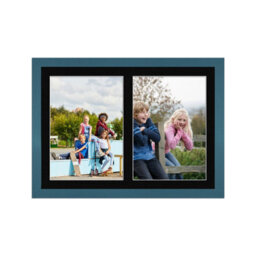 AK Frames 20X14 Navy Blue Modern Multi Photo Frame With Black Mount - Holds 2 Apertures (2X) A4 Photos - thumbnail 1