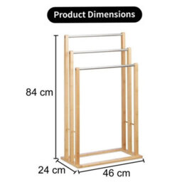 Freestanding Bamboo Towel Rail Bathroom Storage Stand - thumbnail 2