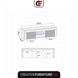 Loom Tv Unit 130Cm Black With High Gloss Doors And Led Lighting - Creative Furniture - thumbnail 3