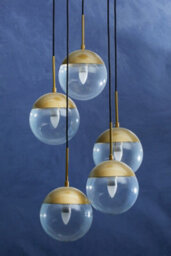 Orsina Gold Finish Five Pendant Lights, 5 Adjustable Hanging Lights, Globe Light Lamp, Warm Metallic Ceiling Lights - thumbnail 6