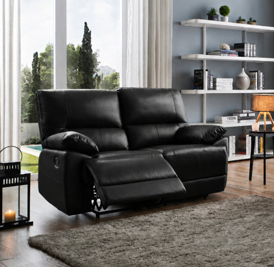 SC FURNITURE LIMITED Black Leather Reclining 2 Seater Sofa  Oregon - image 1