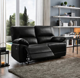 SC FURNITURE LIMITED Black Leather Reclining 2 Seater Sofa  Oregon